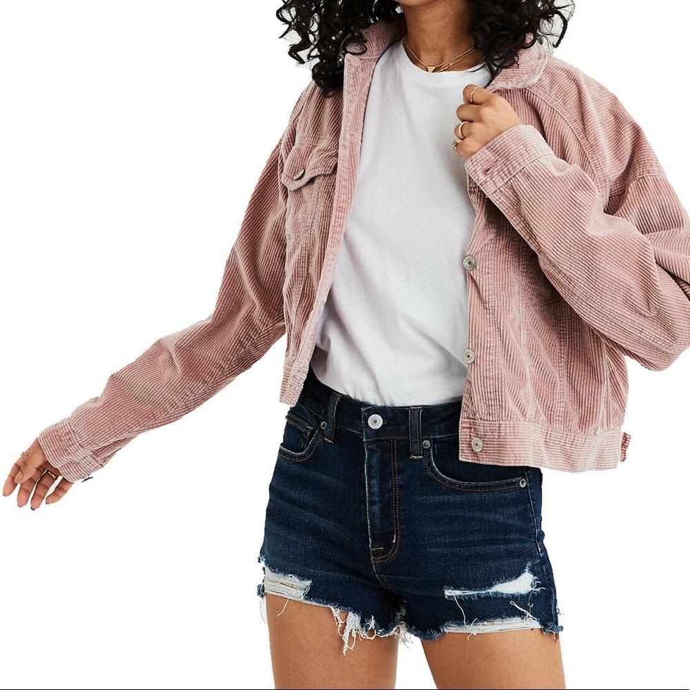 ❌SOLD❌ American Eagle Cropped Corduroy Trucker Jacket in ROSE